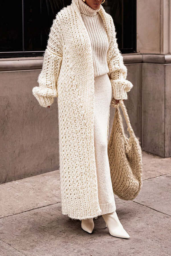 Cozy Oversized Fit Long Chunky Knit Cardigan for Women