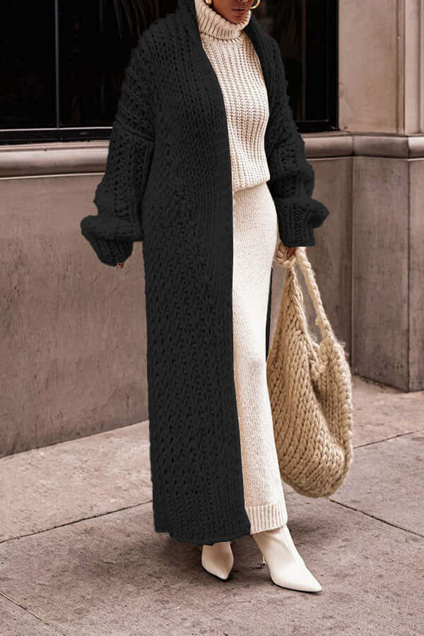 Cozy Oversized Fit Long Chunky Knit Cardigan for Women