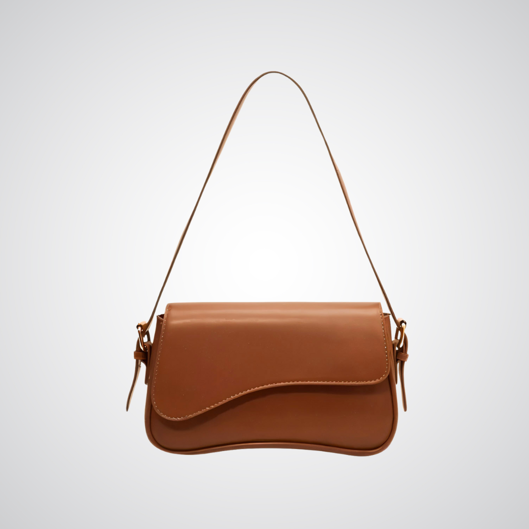 Adjustable Strap Women's Curved Flap Shoulder Bag with Closure