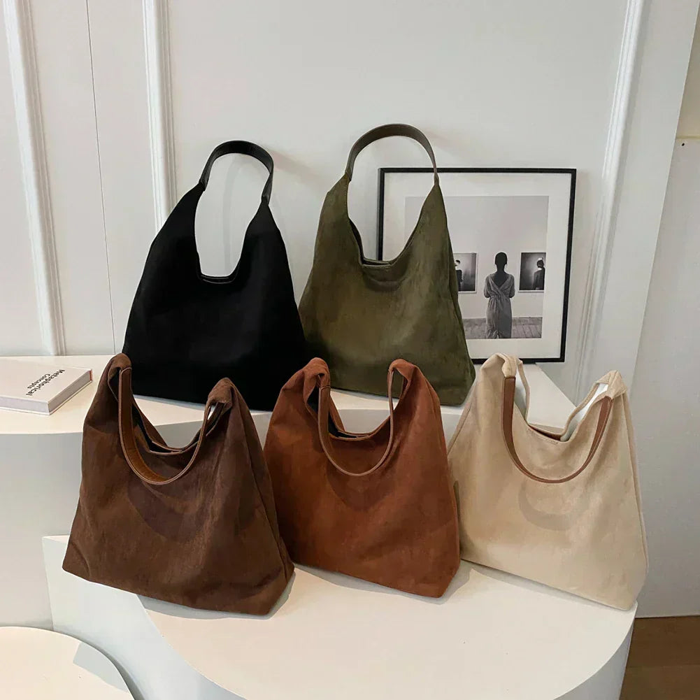 Soft Textured Women's Minimalist Shoulder Bag with Wide Strap