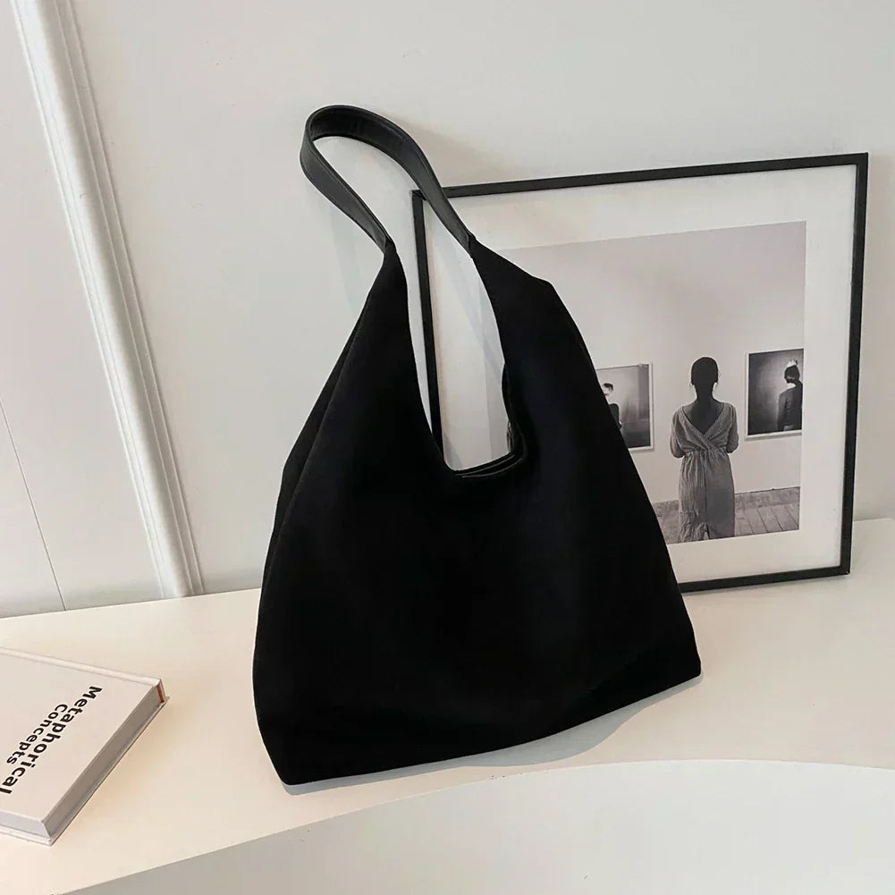 Soft Textured Women's Minimalist Shoulder Bag with Wide Strap