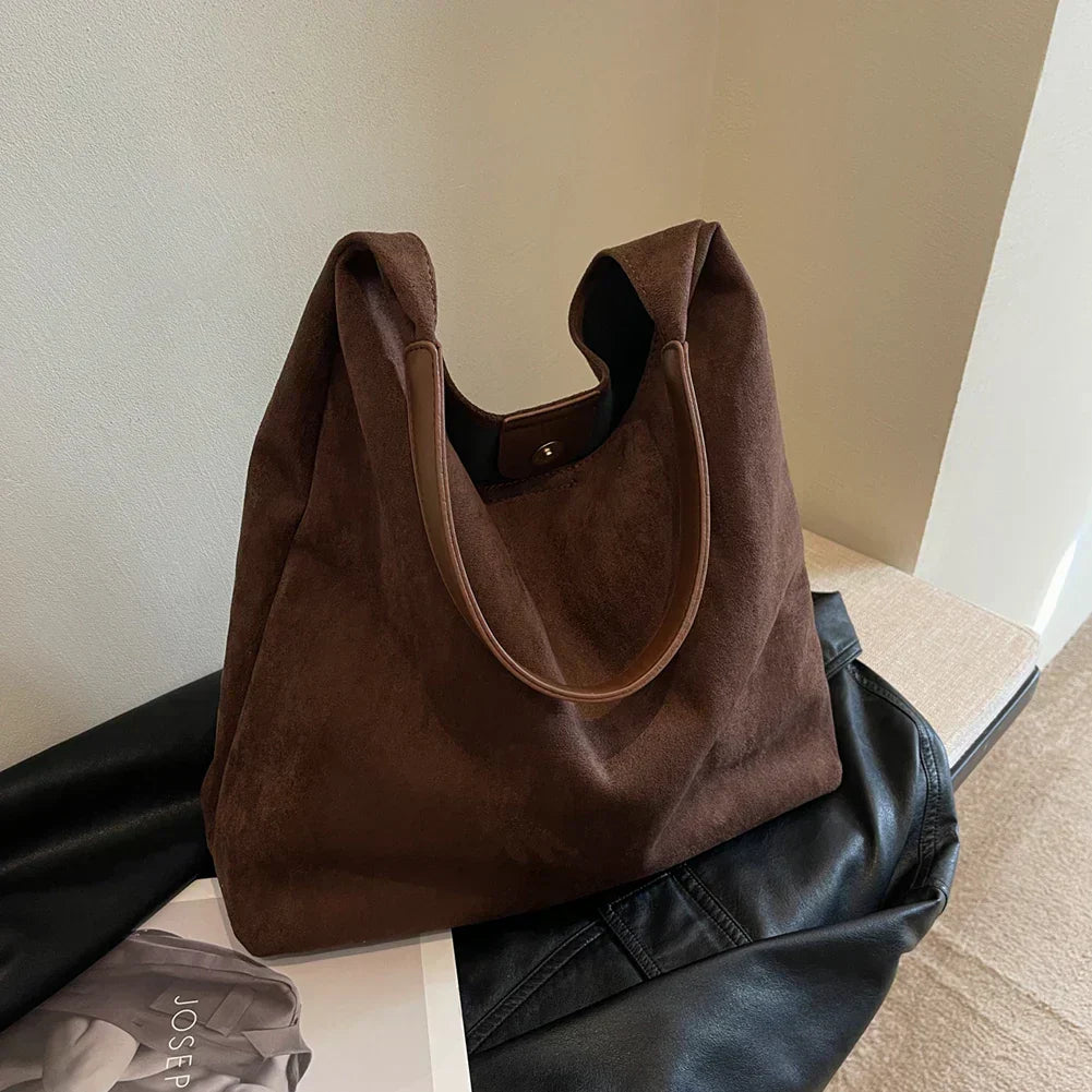 Soft Textured Women's Minimalist Shoulder Bag with Wide Strap