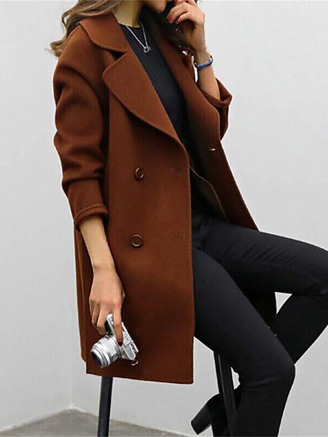Women's Notched Lapel Double-Breasted Trench Coat