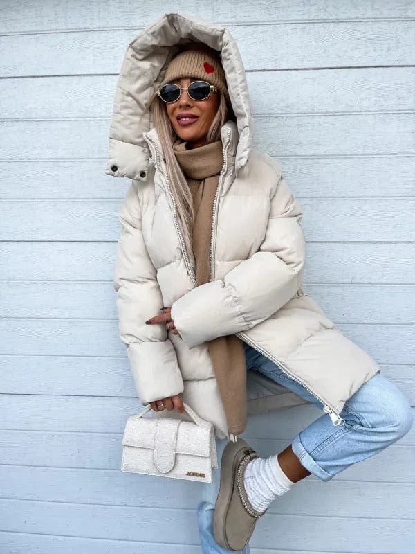 Quilted Design Oversized High Collar Puffer Jacket for Women