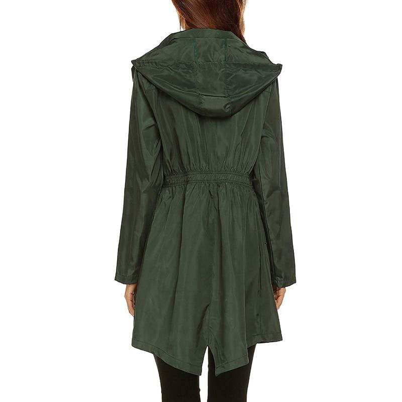 Women's Hooded Waterproof Windbreaker Jacket with Zipper Closure