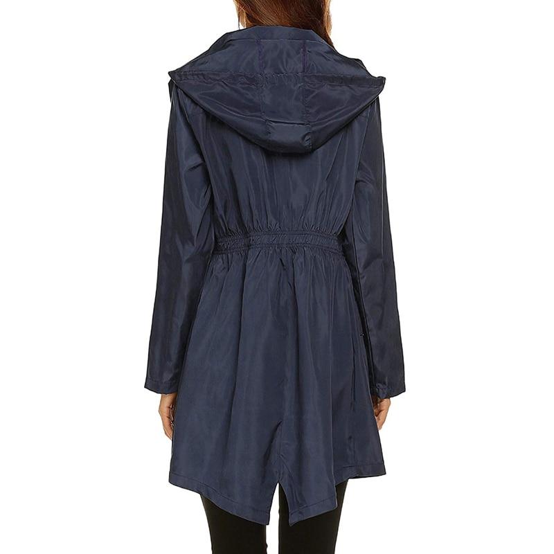 Women's Hooded Waterproof Windbreaker Jacket with Zipper Closure