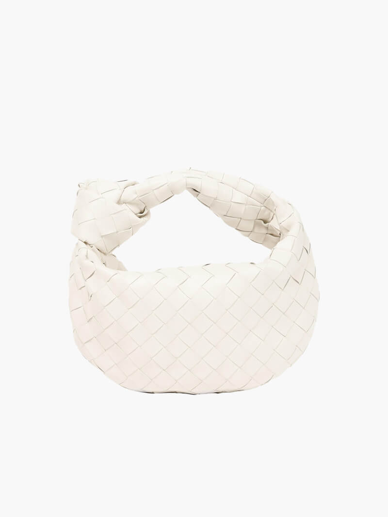 Mini Woven Handbag for Women with Top Handle and Knot Accent