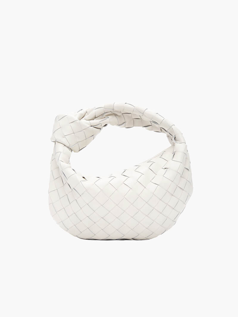 Mini Woven Handbag for Women with Top Handle and Knot Accent