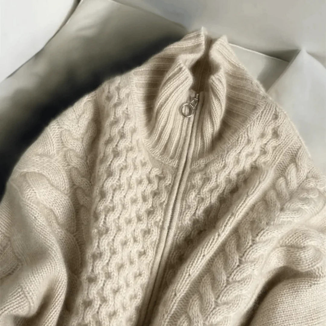 Warm Long Sleeve Knit Cardigan for Women | Zipper Closure