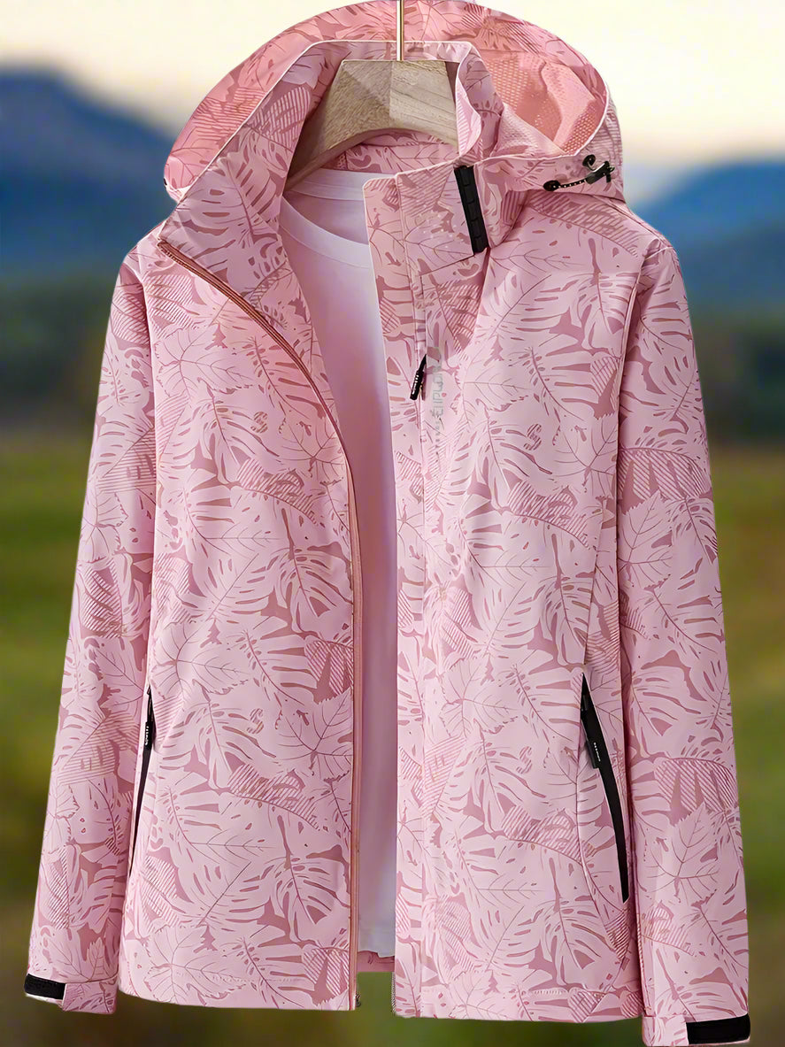 Women's Hooded Waterproof Rain Jacket with Zippered Pockets