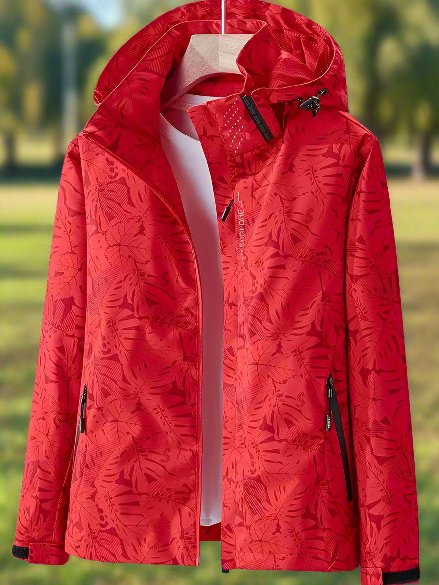 Women's Hooded Waterproof Rain Jacket with Zippered Pockets