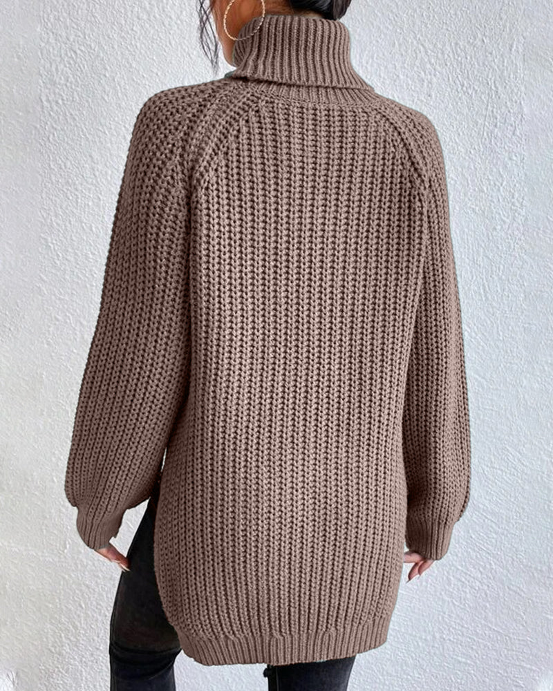 Relaxed Fit Knit Turtleneck Sweater for Women