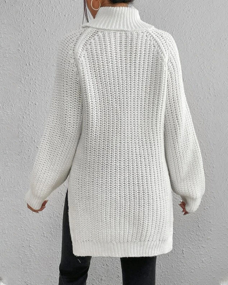 Relaxed Fit Knit Turtleneck Sweater for Women