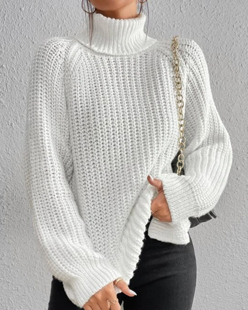 Relaxed Fit Knit Turtleneck Sweater for Women