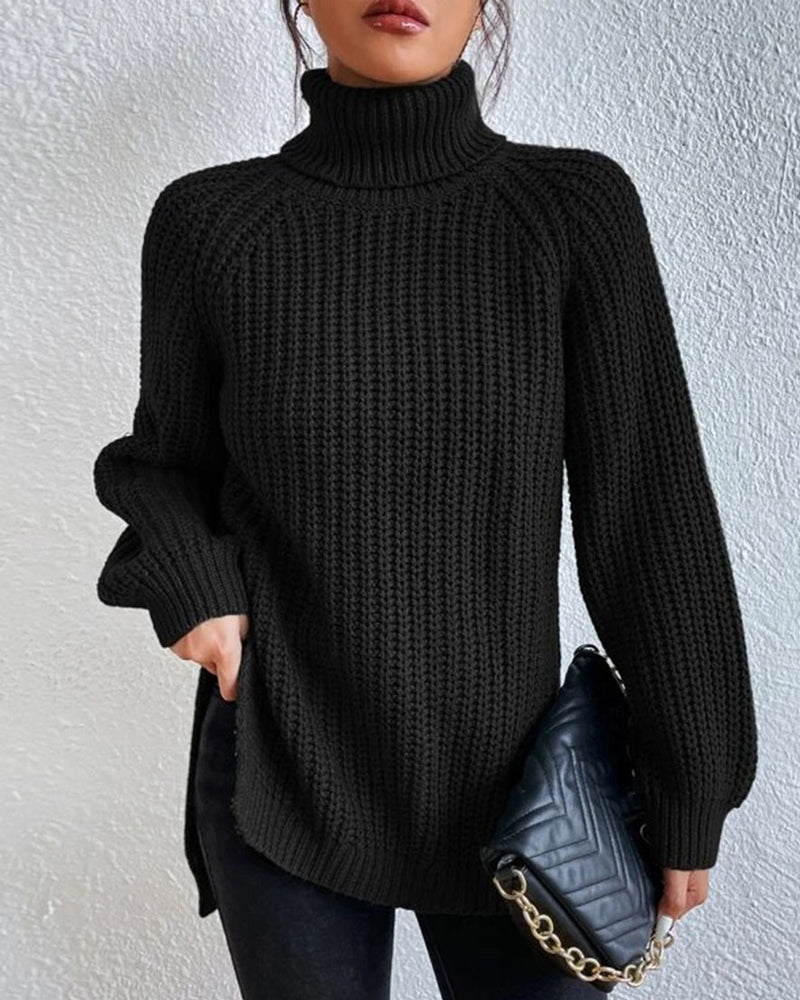 Relaxed Fit Knit Turtleneck Sweater for Women