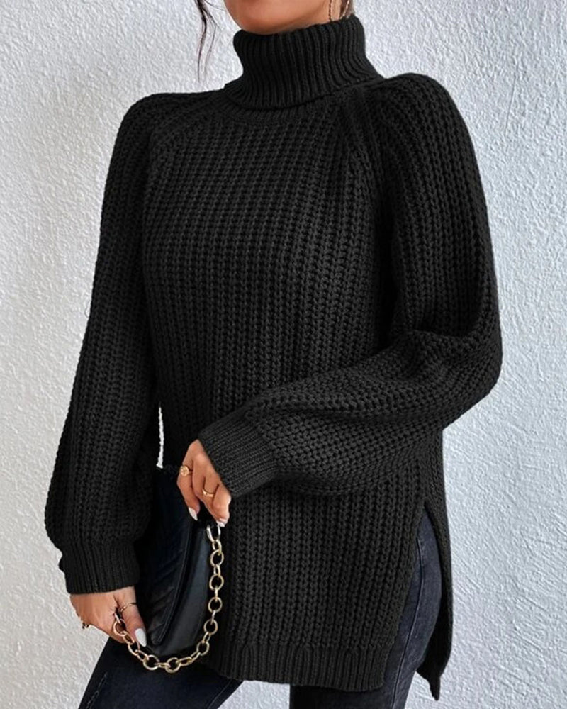 Relaxed Fit Knit Turtleneck Sweater for Women