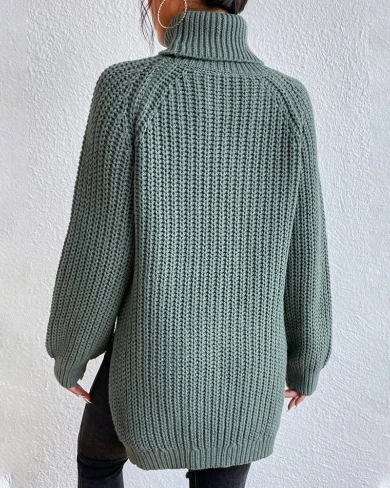 Relaxed Fit Knit Turtleneck Sweater for Women