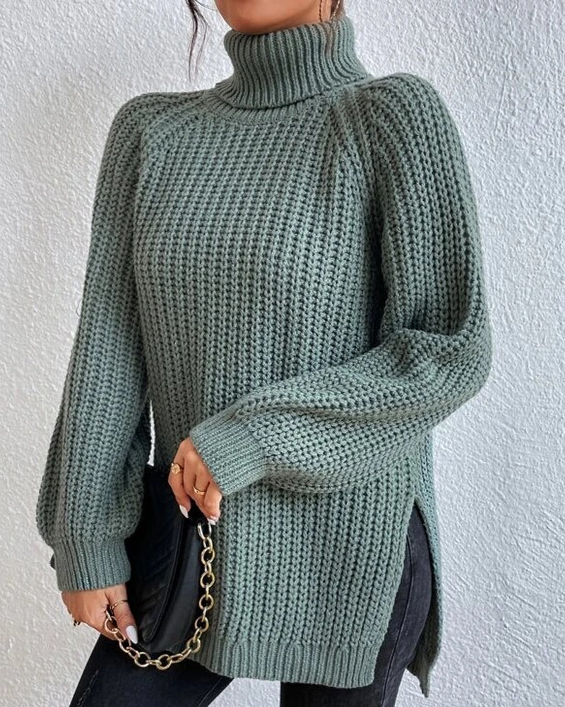 Relaxed Fit Knit Turtleneck Sweater for Women