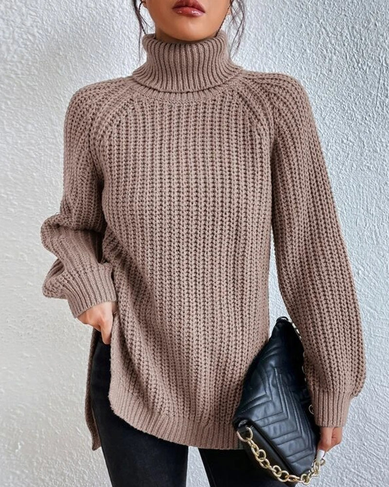 Relaxed Fit Knit Turtleneck Sweater for Women