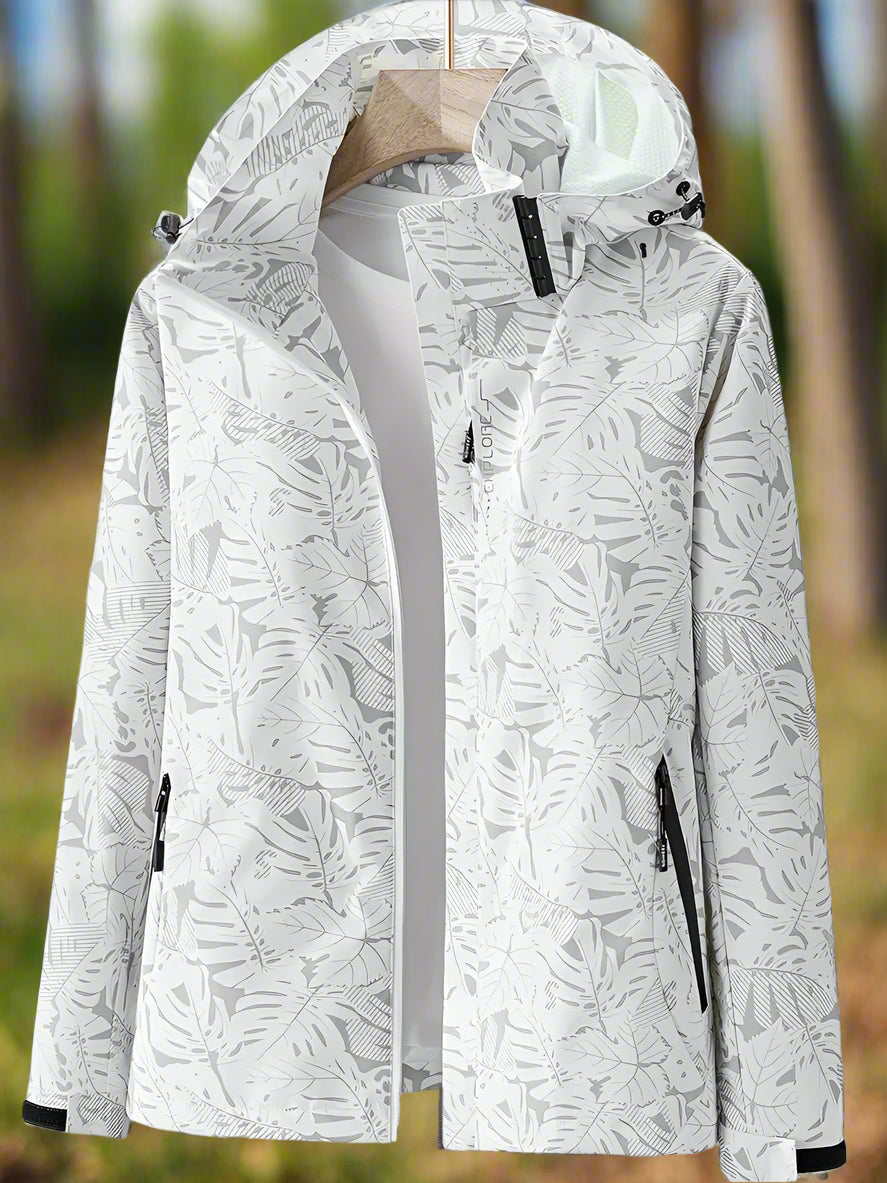 Women's Hooded Waterproof Rain Jacket with Zippered Pockets