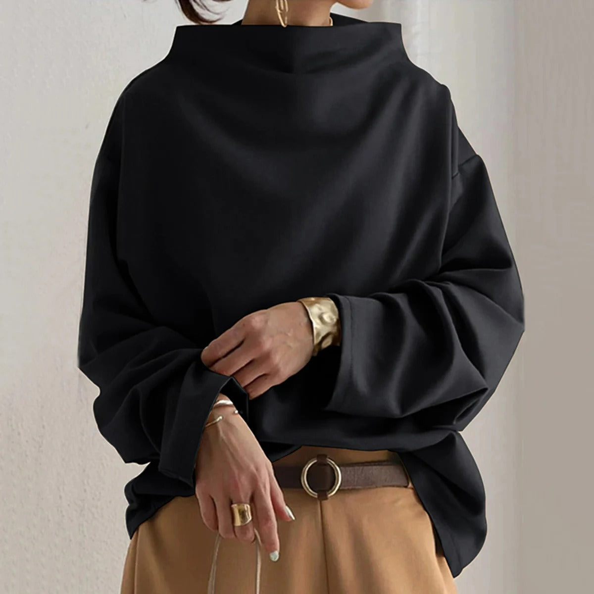 Adria | Black Long-Sleeve Sweater for Women
