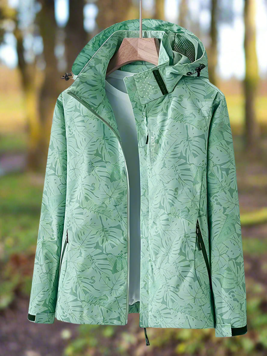 Women's Hooded Waterproof Rain Jacket with Zippered Pockets