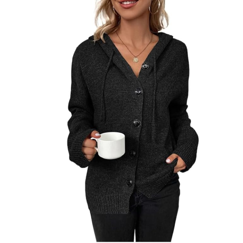 Relaxed Fit Women's Knit Cardigan with Cozy Button-Up Design