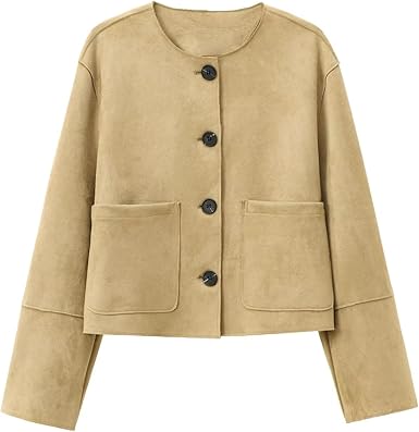 Elegant Tailored Fit Long Sleeve Cropped Blazer Jacket for Women