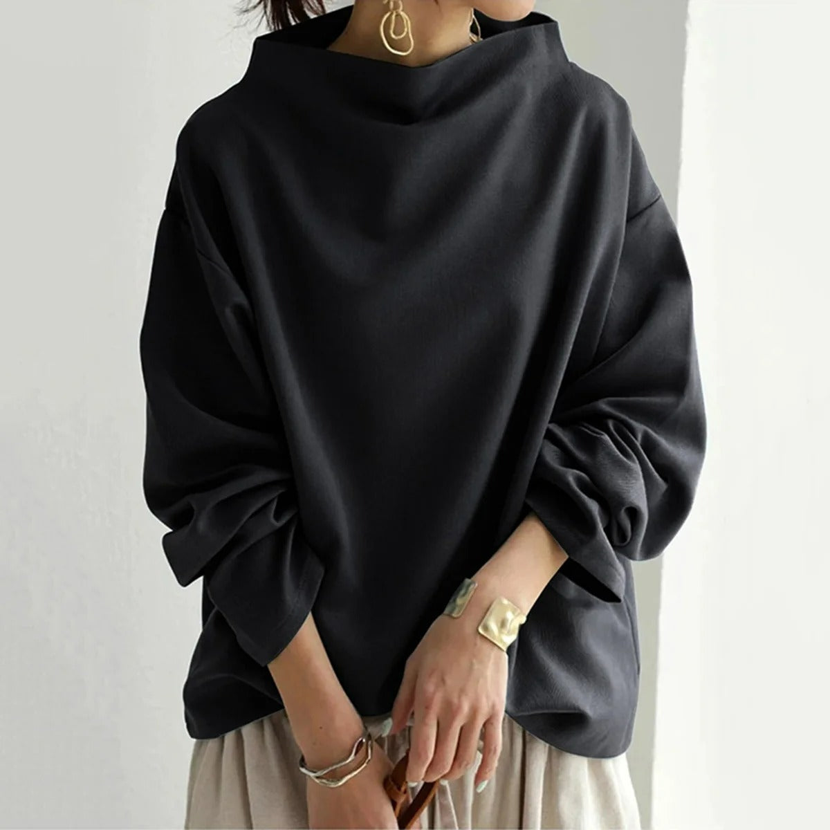 Adria | Black Long-Sleeve Sweater for Women