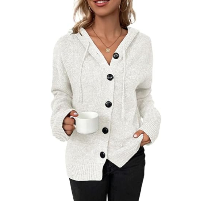 Relaxed Fit Women's Knit Cardigan with Cozy Button-Up Design