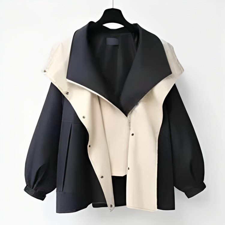Women's Waterproof Windbreaker Jacket Featuring a Layered Hood Design