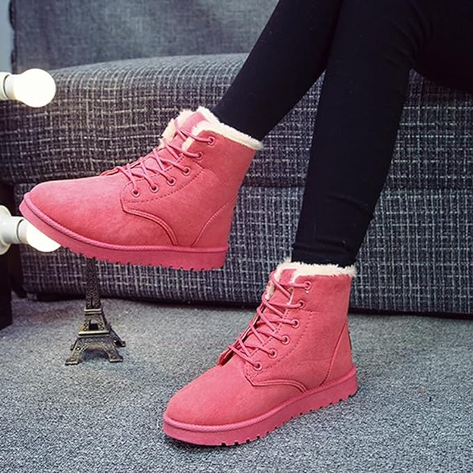 Women's Lace-Up Ankle Boots Featuring Cozy Lining and Slip-Resistant Sole