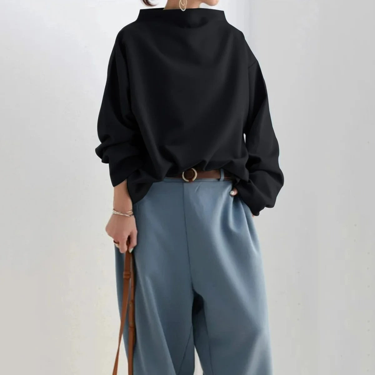 Adria | Black Long-Sleeve Sweater for Women