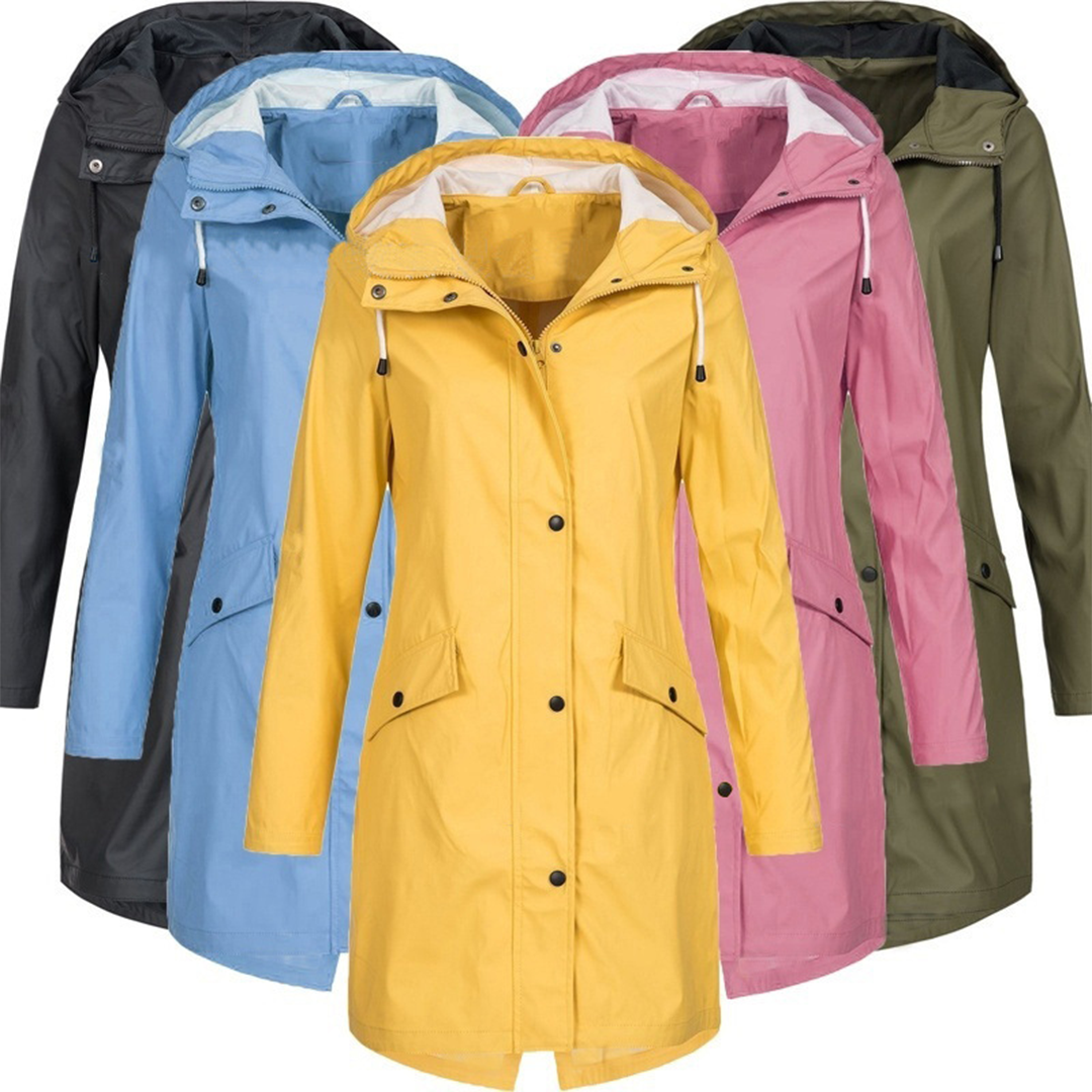 Lightweight Windproof Rain Jacket for Women with Waterproof Hood