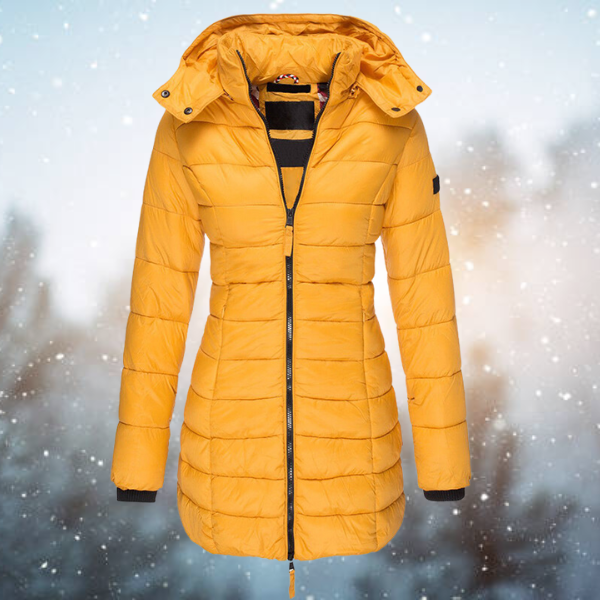 Women's Hooded Puffer Jacket for Winter with Full-Length Zipper