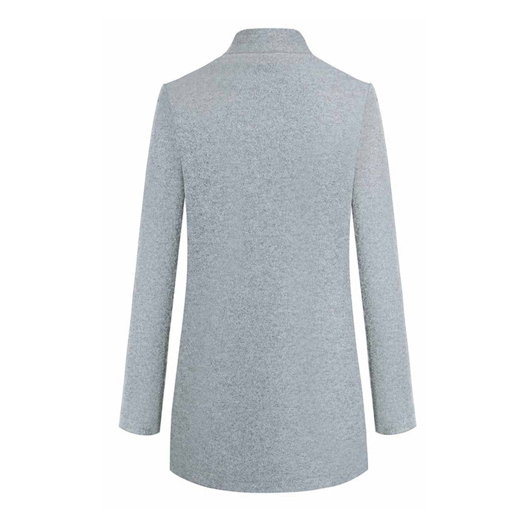 Women's Sleek-Fit Long Wool Trench Coat with Stand Collar