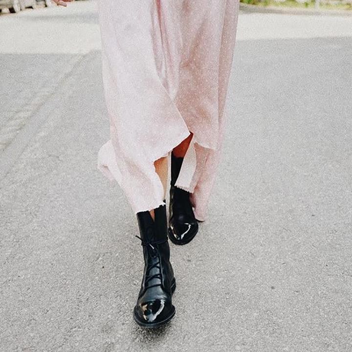 Elegant Mid-Calf Lace-Up Boots for Women with Low Heel