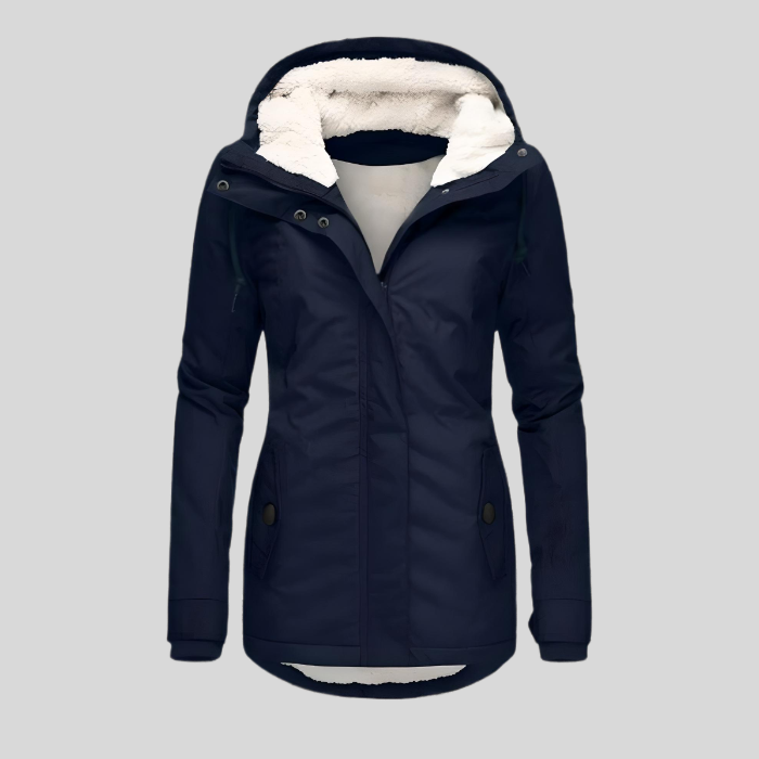 Women's Hooded Waterproof Rain Jacket with Extended Back Hem