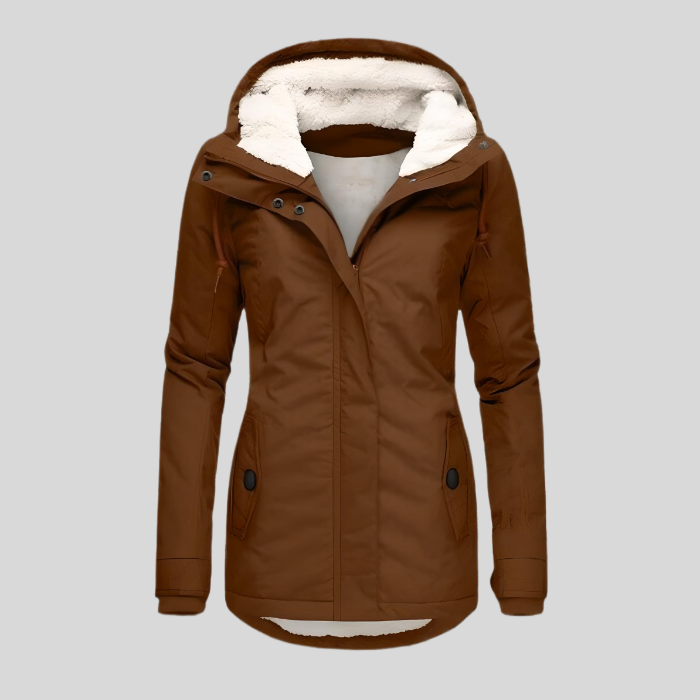 Women's Hooded Waterproof Rain Jacket with Extended Back Hem