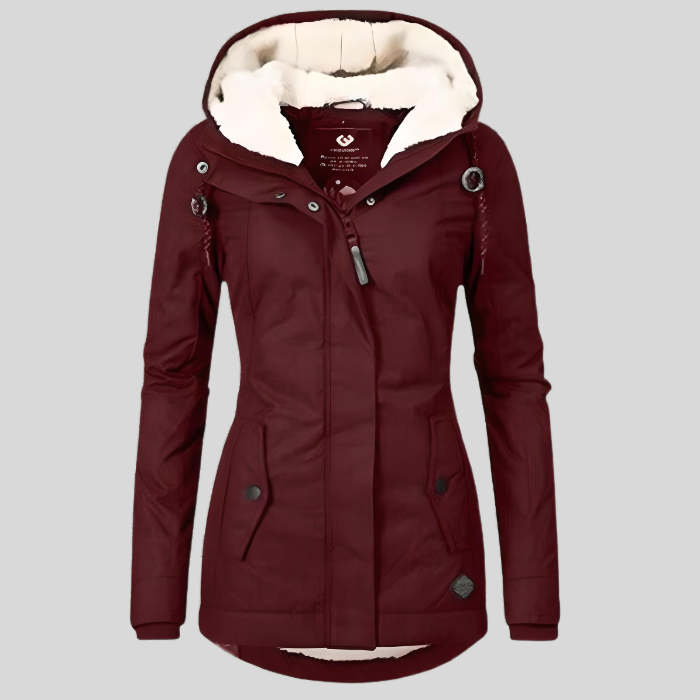 Women's Hooded Waterproof Rain Jacket with Extended Back Hem