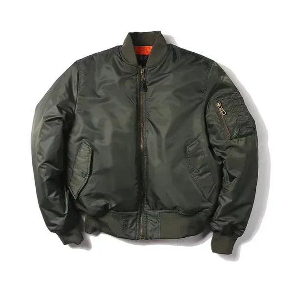 Women's Wind-Resistant Bomber Jacket Featuring Zip Pocket and Ribbed Cuffs
