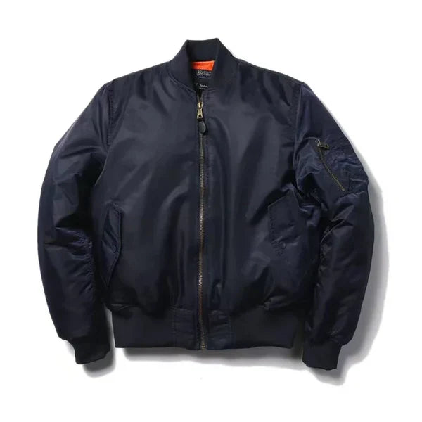 Women's Wind-Resistant Bomber Jacket Featuring Zip Pocket and Ribbed Cuffs