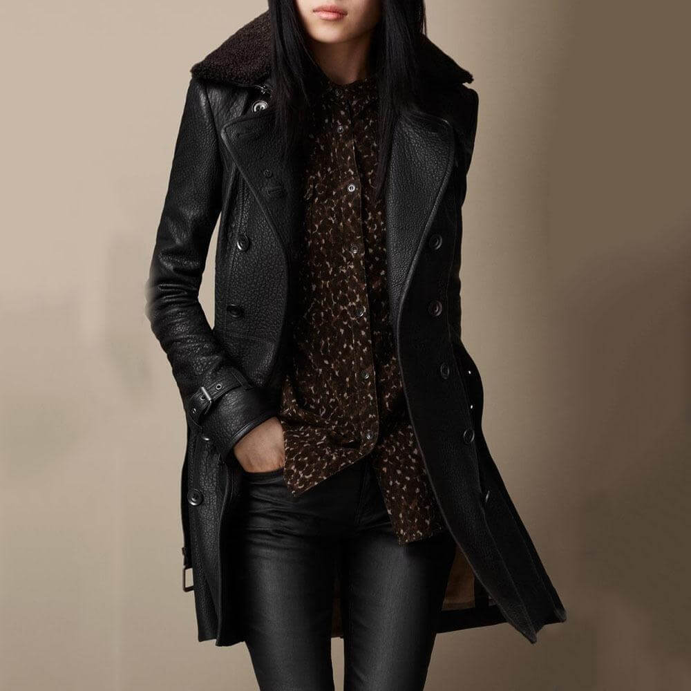Double-Breasted Winter Trench Coat for Women