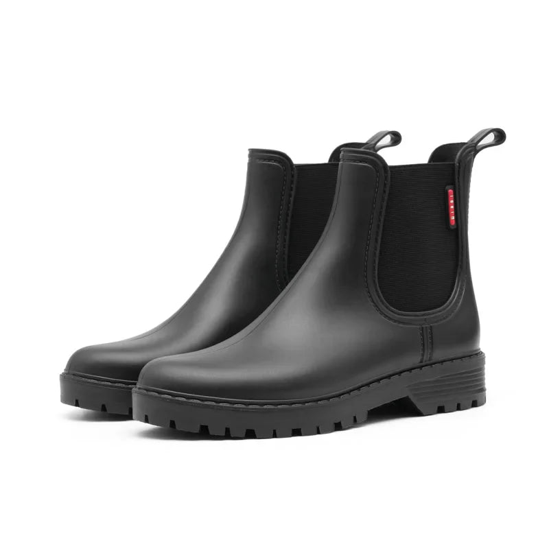 Women's Waterproof Chelsea Rain Boots with Non-Slip Rubber Sole