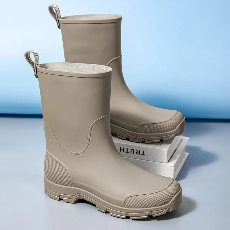 Women's Mid-Calf Waterproof Boots with Non-Slip Sole and Easy Pull Tab