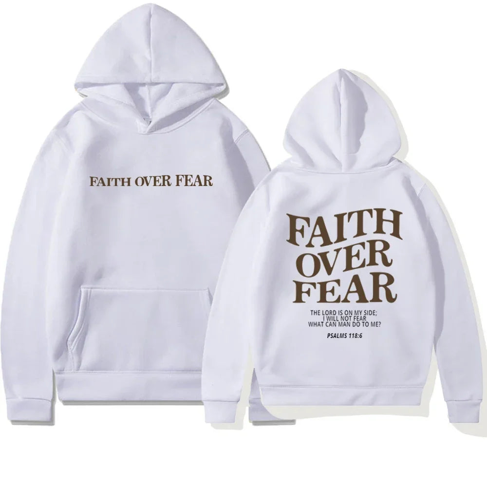 Faith Over Fear Bible Verse Printed Oversized Hoodie for Women