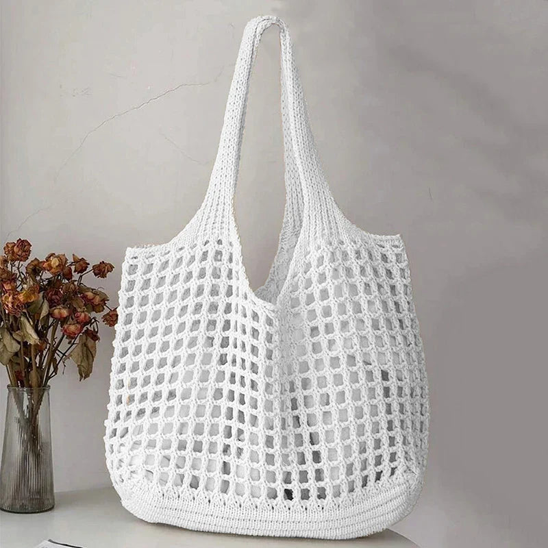 Large Capacity Women's Hollow Knit Crochet Tote Bag