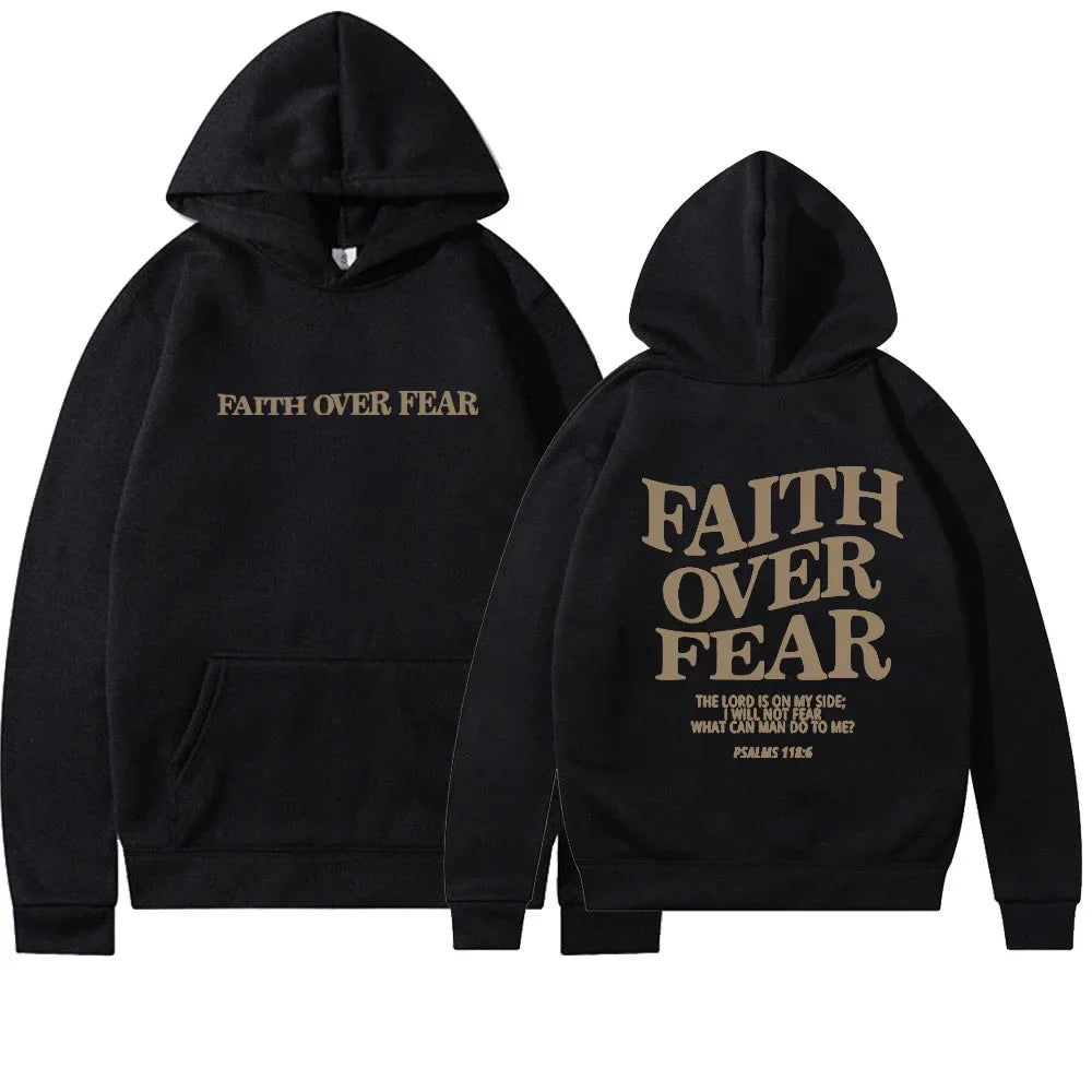Faith Over Fear Bible Verse Printed Oversized Hoodie for Women
