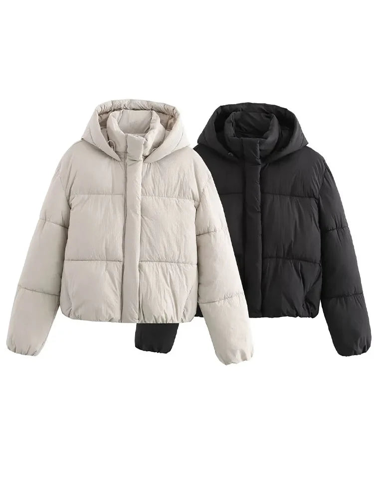 Women's Hooded Puffer Jacket with Cozy Quilted Design