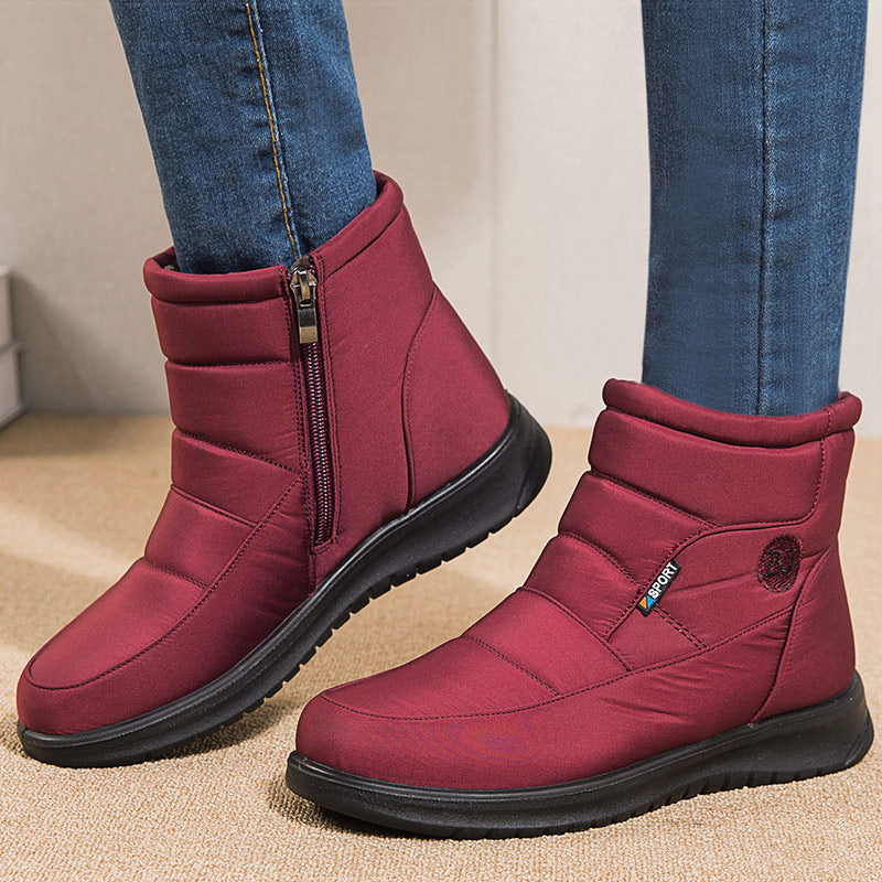 Women's Fur-Lined Quilted Ankle Boots for Winter with Non-Slip Sole